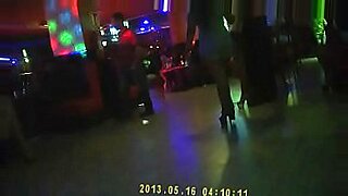 slut wife showing pussy at a bar
