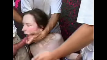 asian gets roughly fucked with creampie