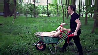brunette fucked doggystyle outdoors in public